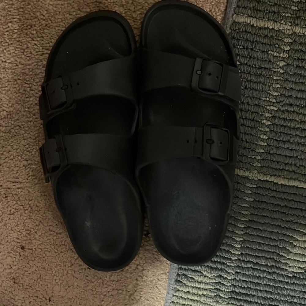Waterproof black double strap slides with buckle